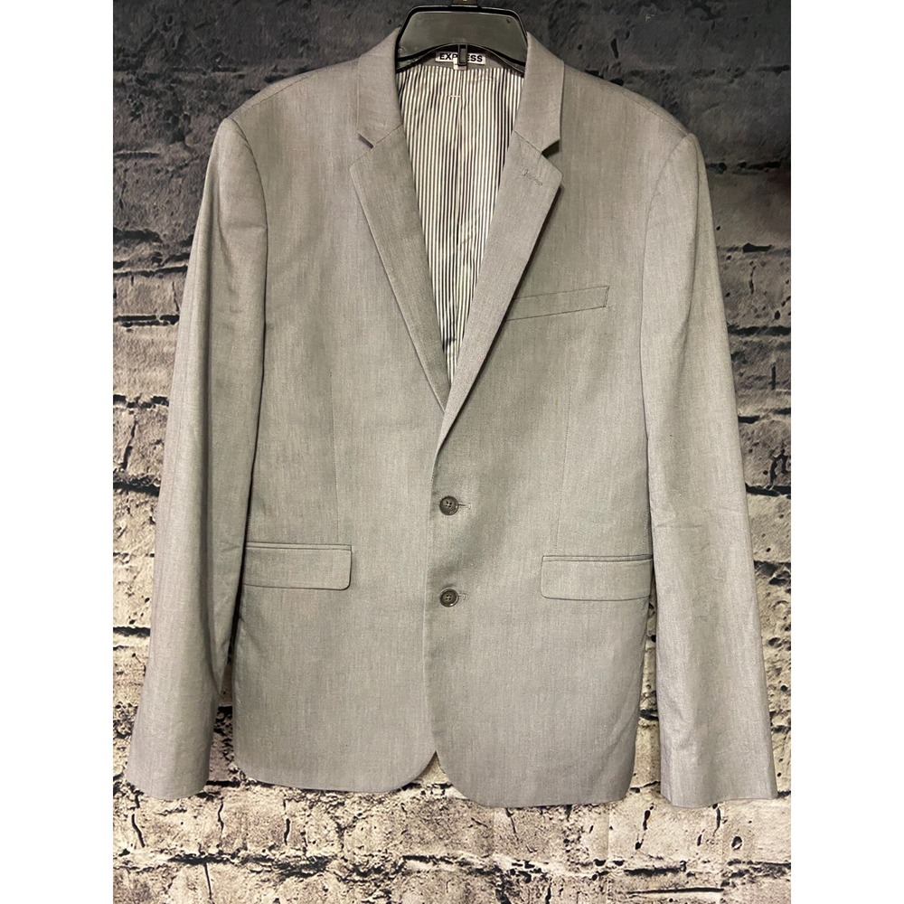 Express Blazer Men's 38R Light Gray Two Button Lined Slim Fit Suit‎ Jacket